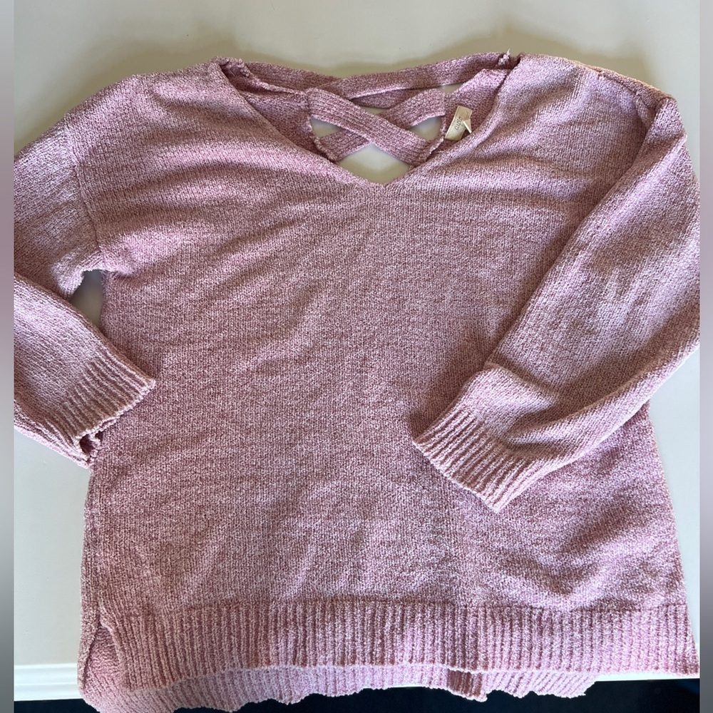 Cupio Soft Pink Marbled V Neck Sweater Size‎ XL